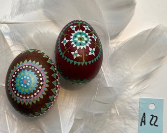 Sorbian EASTER EGG, set of 2, hand-painted, Easter, wax painting technique, unique, chicken egg, spring decoration, Easter decoration