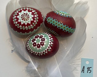 Sorbian EASTER EGG, set of 3, hand-painted, Easter, wax painting technique, unique, chicken egg, spring decoration, Easter decoration