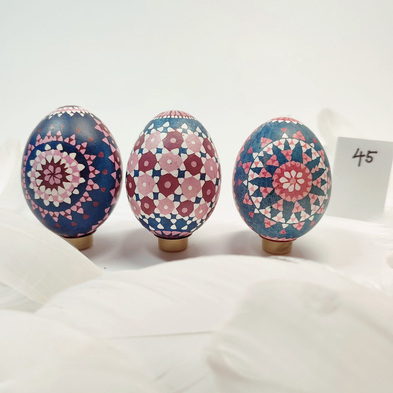 Sorbian EASTER EGG, Set of 3, Hand painted, Easter, wax painting technique