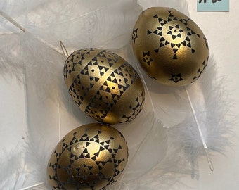 Sorbian EASTER EGG, set of 3, hand-painted, Easter, bossing technique, unique, chicken egg, spring decoration, Easter decoration