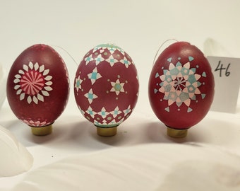 Sorbian EASTER EGG, set of 3, hand-painted, Easter, wax painting technique, unique, chicken egg, spring decoration, Easter decoration