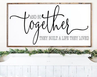 Together Wood Sign, Modern Farmhouse Sign, Handmade in Canada, Bedroom Wall Art, Farmhouse Home Decor, Gift for couple or Wedding Present