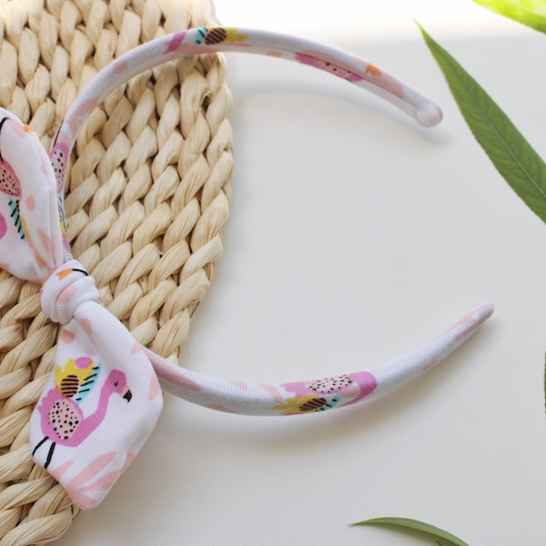 Flamingo headband, Children headband, Knotted headband, Boho hairband, Hair accessory, Summer accessory, Birthday gift idea