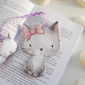 Cat bookmark, Plush kitty page marker, Cute gift for book lovers, Cat mom gift, kawaii bookmark