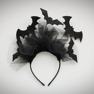 Tiara de murciélago, Niña Halloween, Halloween, Tiara negra, Disfraz de murciélago, Corona de murciélago