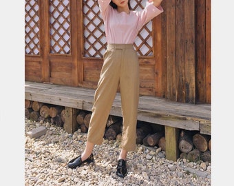 Slightly Tapered Linen Pants / Women Linen Trousers / Available in 50 Colors