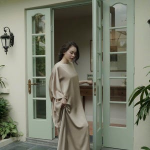 Modern Oversize Silk Kaftan Maxi Dress, Silk Dress, Loose Dress, Home Dress, Plus Size Dress, Gift for Women/Wife