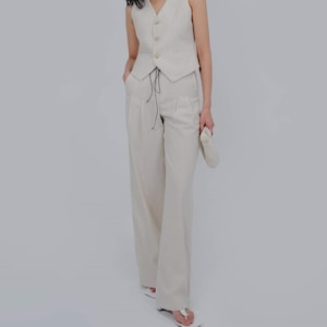 High Waist Linen Pants - Pleated Linen Trousers - Wide Leg Linen Pants for Women