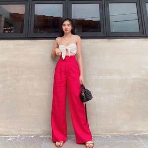 High Waisted Linen Pants - Wide Leg Linen Pants