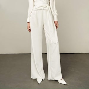 High Waist Pants for Women - Wide Leg Silk Trousers