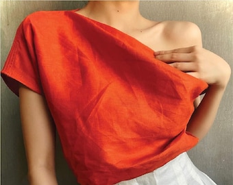 linen cold shoulder top