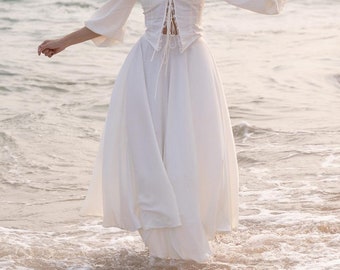 silk Double layered white silk satin skirt ivory silk skirt midi White skirt Satin skirt Bridal separates Bias cut Skirts for women