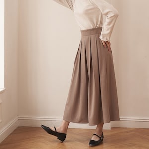 Pleated Linen Skirt - Loose Linen MIDI / MAXI Skirt