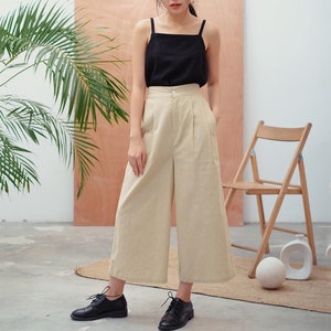 Linen Culottes in Ankle Length / Linen Wide Leg Pants / Available in 40 Colors