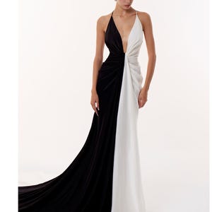 Long Flying Dress For Photoshoot Flowy Dress Open Back Dress with Train, Backless Slip Dress Gift, Wedding Guest Gown, Long Formal Dress,