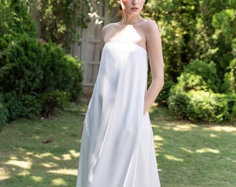 Off Shoulder Maxi Dress/ White Dress/ Bridal Dress/ Engagement Dress/ Maxi Wedding Dress/ Plus Size Dress/ Summer Dress