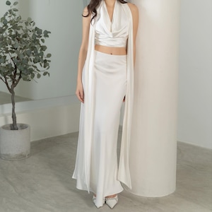 Bias Cut Maxi Silk Skirt