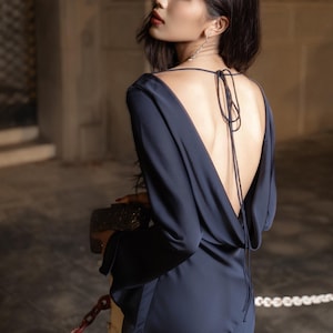 Open Back and Draped Back Maxi Dress, Backless Maxi Dress, Floor Length Dress for Bridesmaids, Gift for Her - Perfect for Autumn/Winter