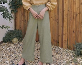 Linen Pants MAXI Length / Available in 40 Colors / Linen Set of 2: Top & Pants