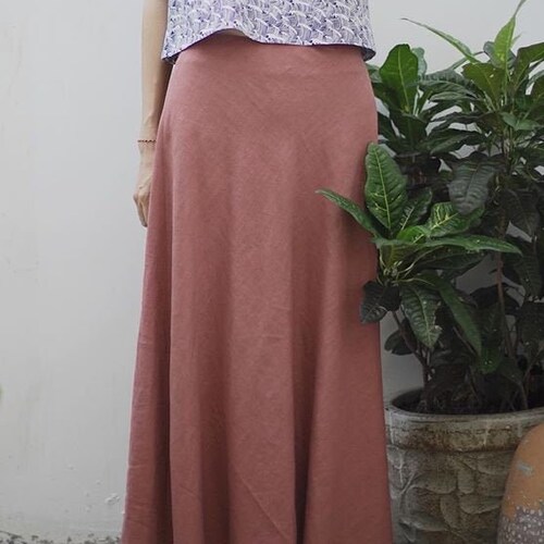 Bias Cut Godet Linen Skirt - Available in 50 Colors