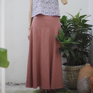 Bias Cut Godet Linen Skirt - Simple Maxi Skirt for Women / Available in 50 Colors