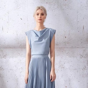 Sommer Seiden Bluse mit A Kappen Ärmel