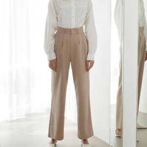 High Waist Linen Pants / Straight Leg Linen Trousers / Available in 50 Colors