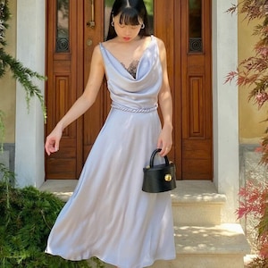 Midi A line Simple Wedding Dress - Summer Silk Dresses - Silk Dress - Gift For Women - Date Dresses - Valentine Day Gift