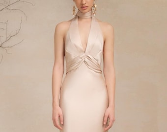 Deep V Neck Floor Length Dress ,empire Waist Wedding Guest Dress, Backless  Maxi Dress, Bridesmaids Maxi Dress, Perfect for Valentine's Day - Etsy UK