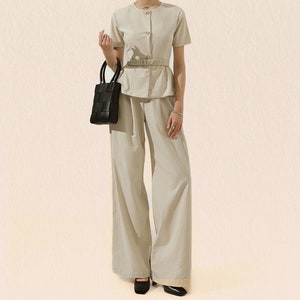 High Waiste Linen Pants - Wide Leg Linen Pants - Maxi Trousers for Women