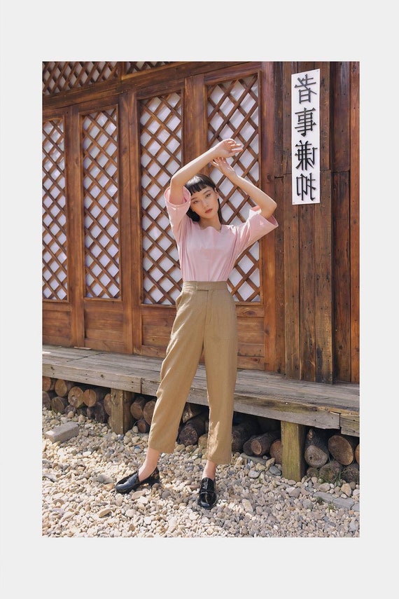 Slightly Tapered Linen Pants / Women Linen Trousers / Available in