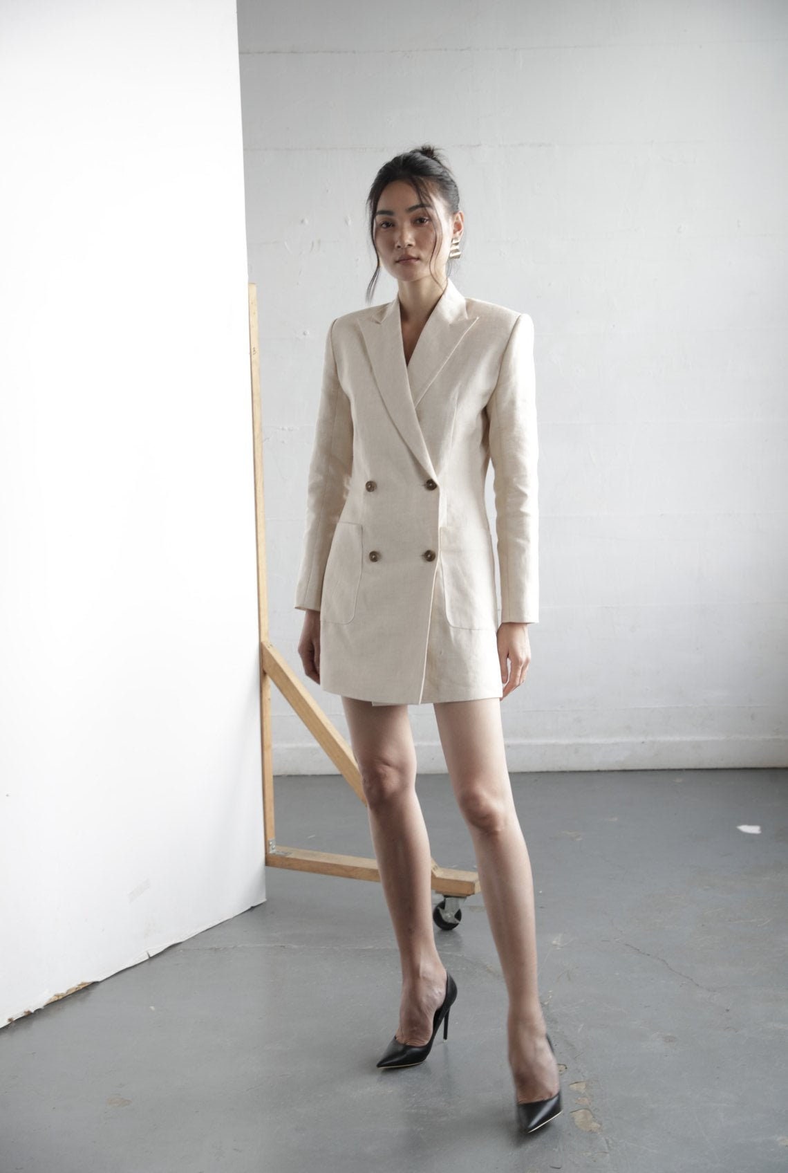 極上リネン GERMANY 1980s〜／Linen double jacket 極上リネン GERMANY 1980s〜Linen double jacket