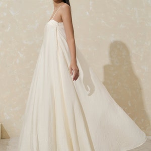 Vestido maxi de seda con escote cuadrado y mangas largas - Vestido de seda de gran tamaño - Vestido cómodo hasta el suelo