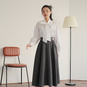 Damesblouse met lange mouwen - lint damesblouse - dameshemd met vlinderstrik - coltrui afbeelding 7