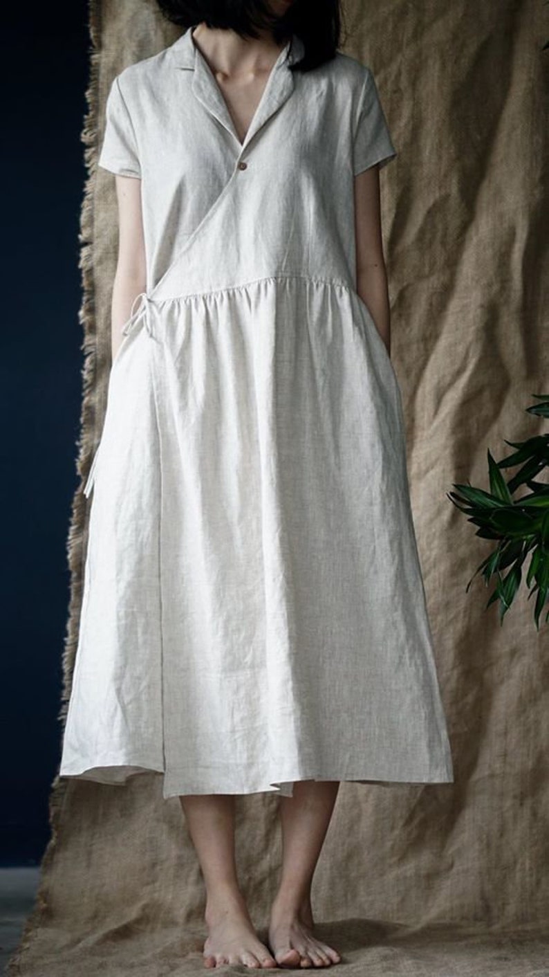 Linen Wrap Dress Linen A-line Dress Available in 50 Colors - Etsy
