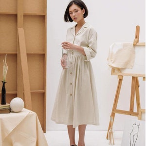 Linen A-line Skirt in Ivory / Linen Set / Available in 50 Colors