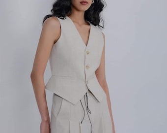 Leinen Weste - Weste Damen - Damen Weste - Damen Damen Weste