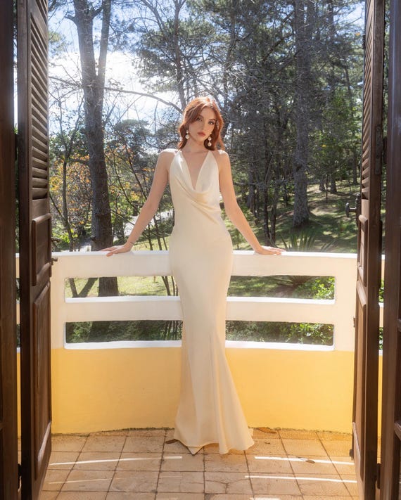 Wedding Guestdresses / Open Back Maxi Event Dress / Cowl Neck Long Dress with Tie Back / Casual Silk Dress / Petite Maxi Dresses Wedding Guestdresses / Open Back Maxi Event Dress / Cowl Neck Long Dress with Tie Back / Casual Silk Dress / Petite Maxi Dresses