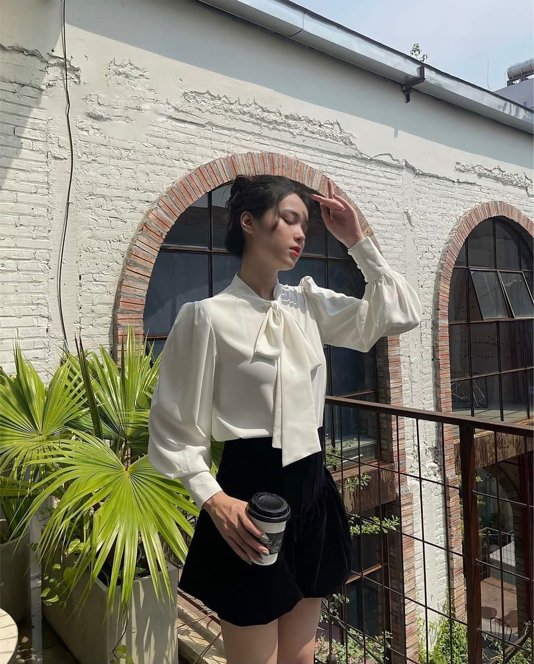 Ribbon Neck Blouse - Etsy