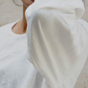 Boat Neckline Long Sleeves Women's Top - Simple Linen Blouse for women - Casual Linen Shirt image 3