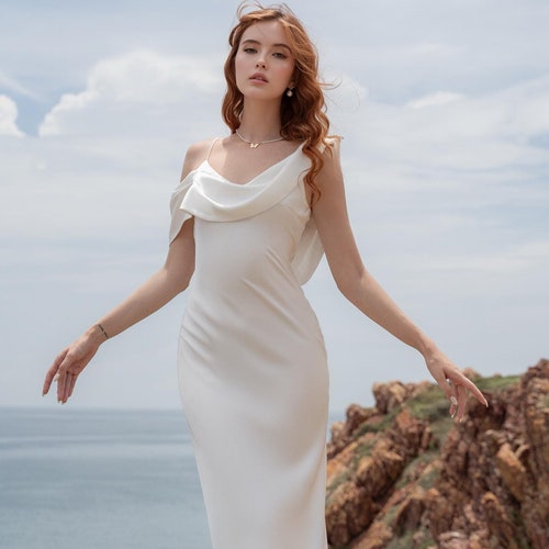 Asymmetrical Straps Maxi Dress with Tie Back for Special Holiday, Backless Midi Slip Dress, Maxi Dress for Bridesmaids, Gift for Her