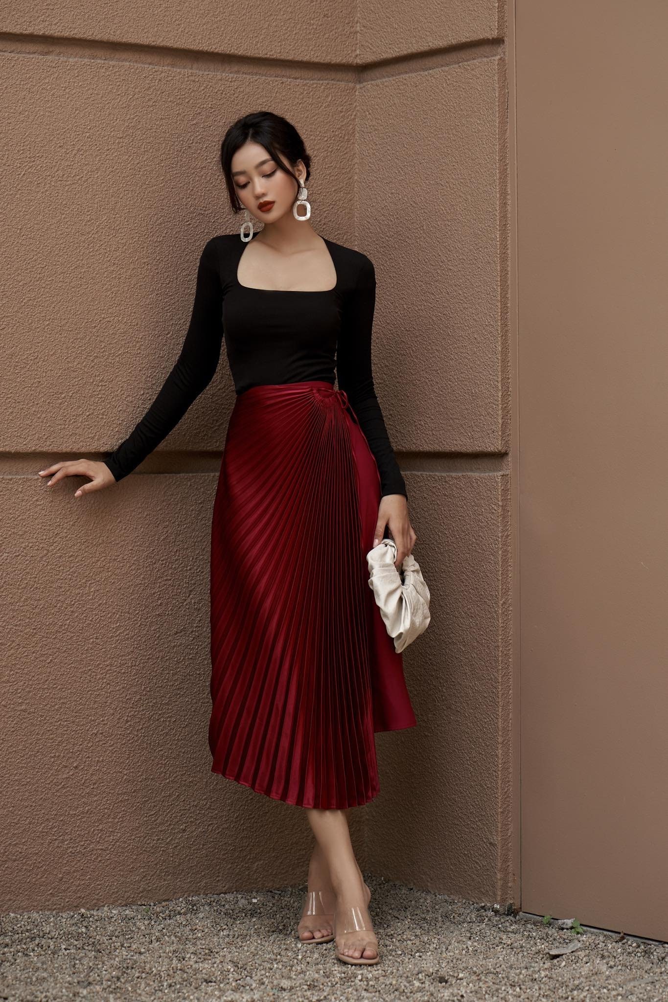 Asymmetrical Midi Silk Skirt With Pleated - Etsy