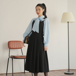 Damesblouse met lange mouwen - lint damesblouse - dameshemd met vlinderstrik - coltrui afbeelding 8