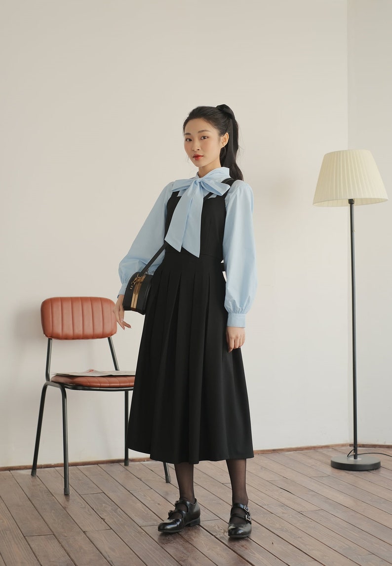 Damesblouse met lange mouwen - lint damesblouse - dameshemd met vlinderstrik - coltrui afbeelding 8
