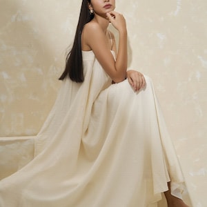 Thin Straps MAXI Silk Dress with Sleeveless and Square Neckline Maternity Silk Floor Dress Wedding Guest Silk Long Dress zdjęcie 4