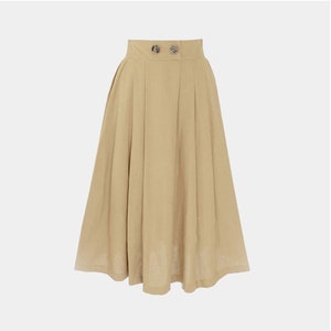 Two Front Buttons Linen Skirt / Maxi Skirt / Available in 50 Colors