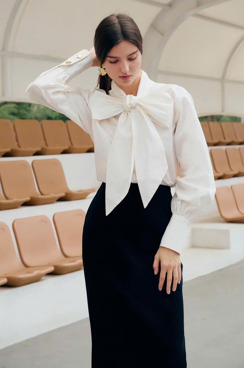 Cotton Bow Blouse - Etsy