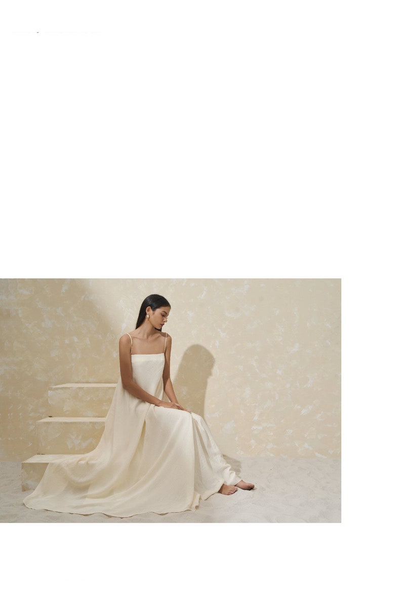 Thin Straps MAXI Silk Dress with Sleeveless and Square Neckline Maternity Silk Floor Dress Wedding Guest Silk Long Dress zdjęcie 2