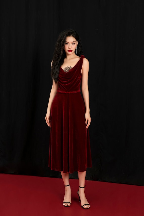 velvet cowl neck midi dress By Anthropologie Cowl-Neck Velvet Maxi Dress