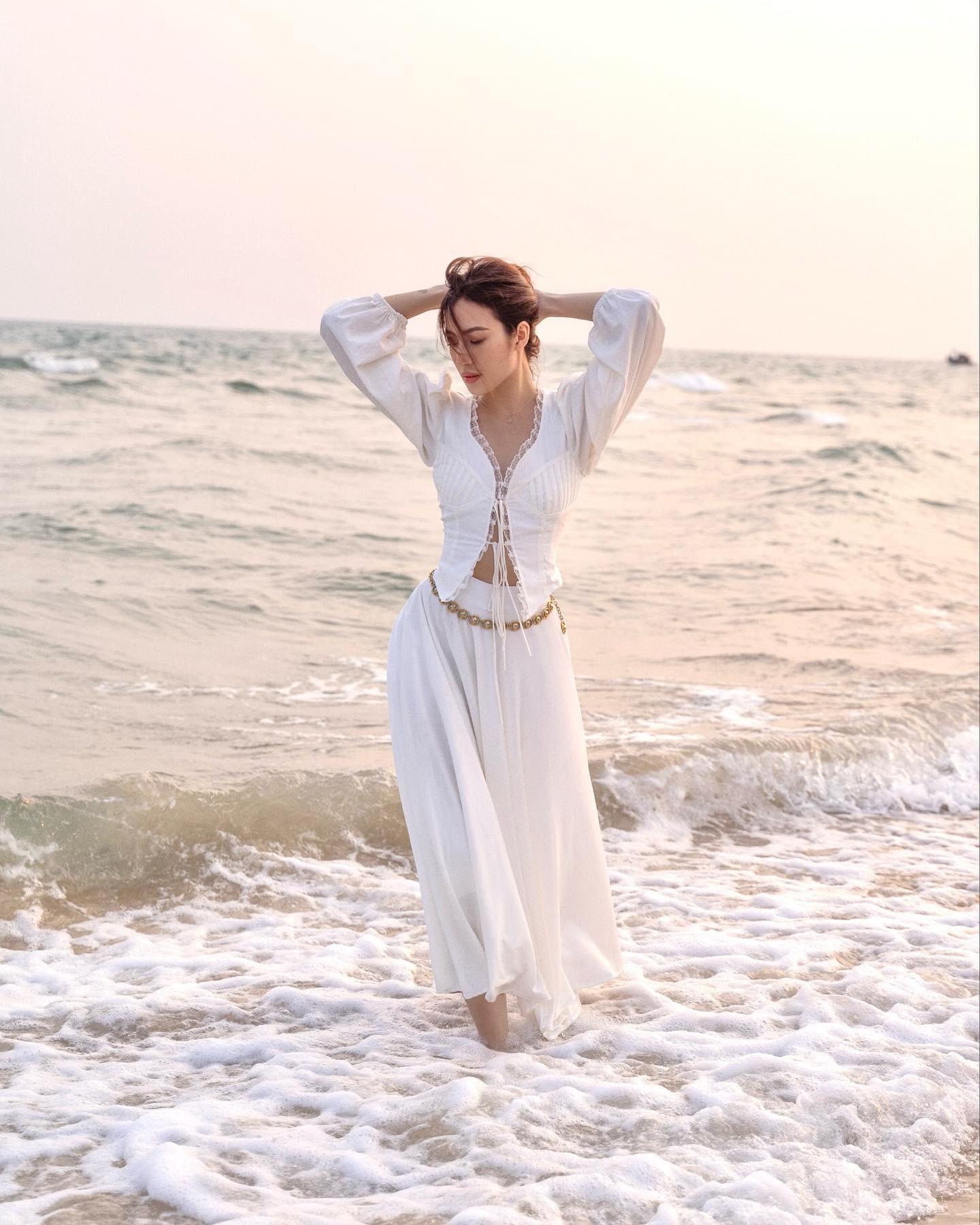 Silk Double Layered White Silk Satin Skirt Ivory Silk Skirt Midi